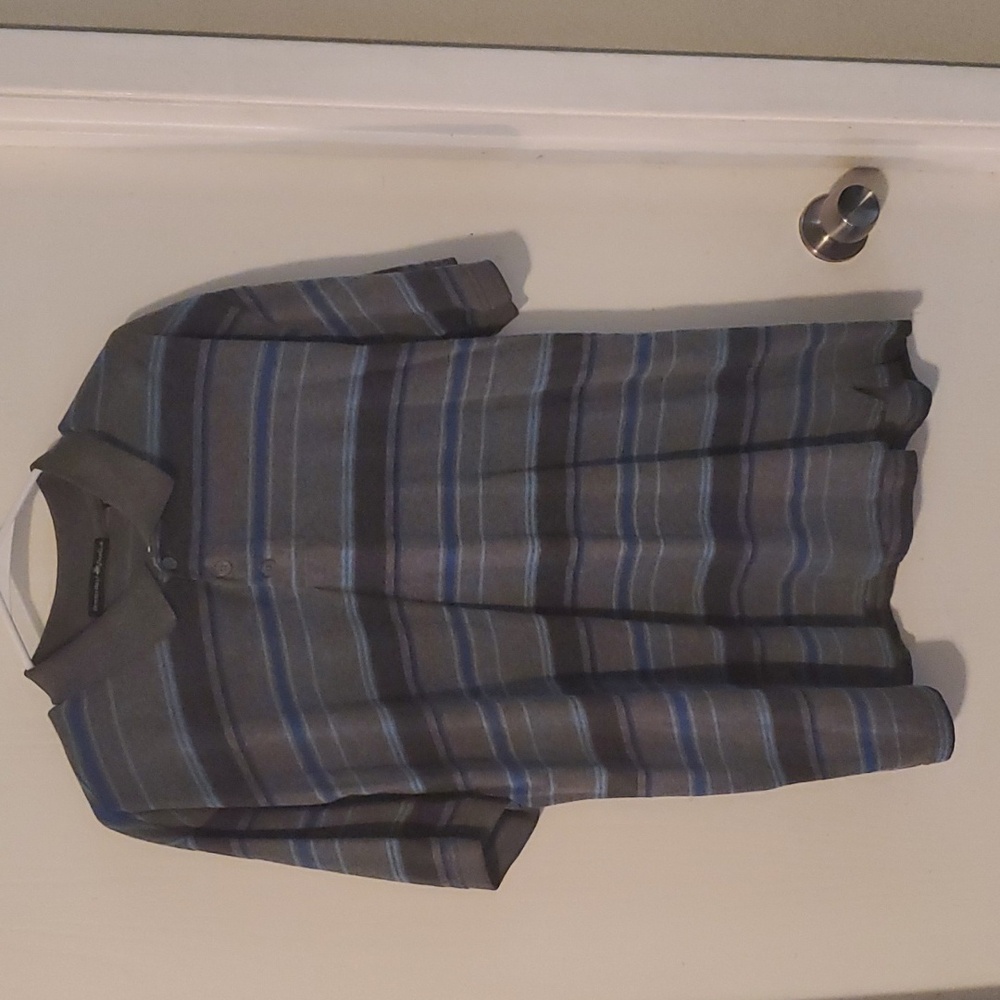 Gray with Blue Stripes Polo